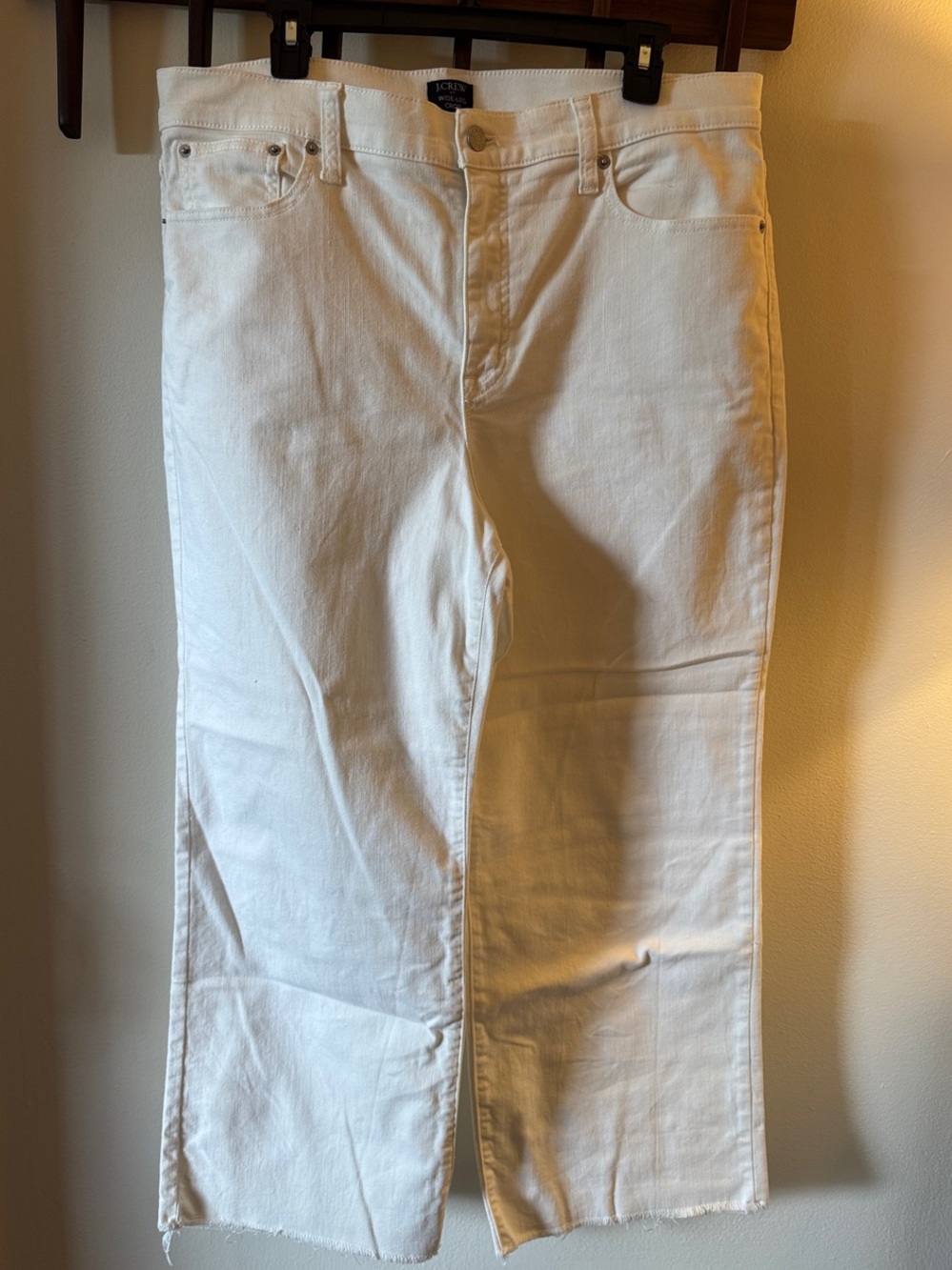 J. Crew Factory White Cropped Wide Leg Denim Pants